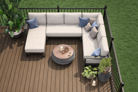 Deckorators Rapid Rail in Weathered Brown and Venture Decking in Sandbar #color_weathered-brown