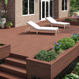 Lowe's Distressed Decking in Cherrywood with Lounge Chairs #color_cherrywood