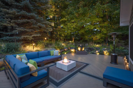 Deckorators Composite Deck with Fire Pit and Couch