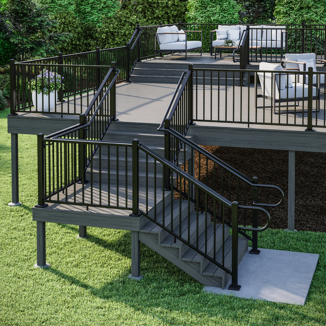 When to install a graspable secondary handrail on a residential deck