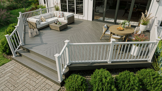 Angled deck made of Deckorators Summit Decking in Glacier