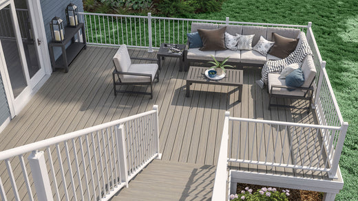 Deck off of Back of House Built Using Deckorators Venture Decking and Rapid Railing
