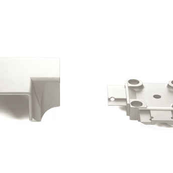 Contemporary Continuous Top Rail Corner Bracket Apart in Textured White #color_textured-white