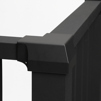 Contemporary Continuous Top Rail Corner Bracket Installed in Textured Black #color_textured-black