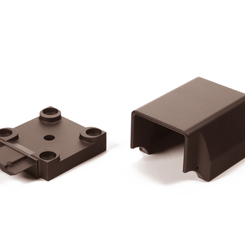 Contemporary Continuous Top Rail End Bracket Apart in Weathered Brown #color_weathered-brown