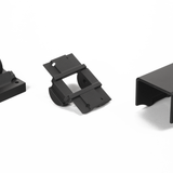 Contemporary Continuous Top Rail Stair Bracket Apart in Textured Black #color_textured-black