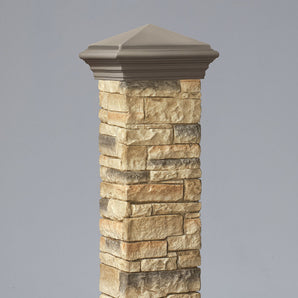Deckorators Postcover in Beige Stacked Stone with Gray Cap #color_beige-stacked-stone