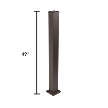 Deckorators 49" Aluminum Stair Post with 4" Post Kit in Weathered Brown #color_weathered-brown
