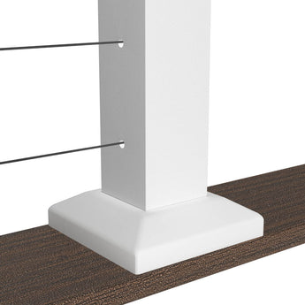 Close-up of Deckorators Contemporary Cable Post Base in Textured White #color_textured-white