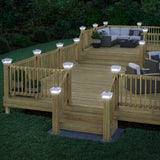 Cedar Wood Deck with Black Railing and Deckorators Solar VeraCaps in White #color_white