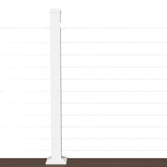Deckorators Aluminum Post Installed with Cable Rail in Textured White #color_textured-white