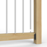 Close-up of Deckorators Classic Aluminum Baluster in Textured White on Wood Rail Panel #color_textured-white