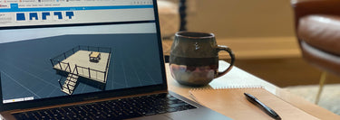 Lifestyle Image of Laptop with Deckorators Deck Designer on Screen