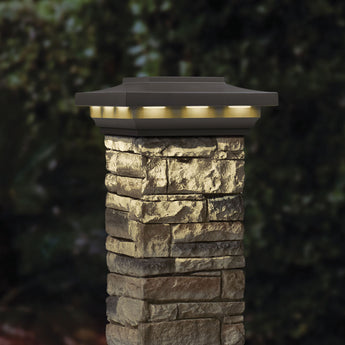 Lighted post with cast stone postcover and solar postcover cap #color_solar-woodland-gray