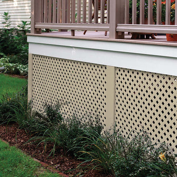 Deck Skirting Built Using Deckorators Privacy Plastic Lattice in Clay #color_clay