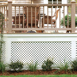 Deck Skirting Made Out of Deckorators Privacy Lattice in white #color_white