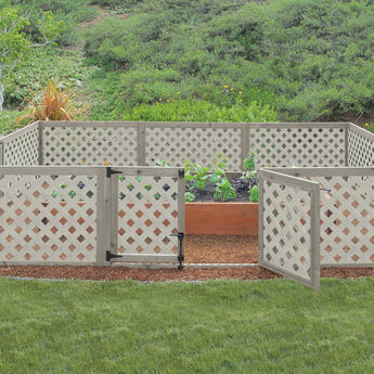 Garden Enclosure Made of Deckorators Privacy Lattice in Gray #color_gray
