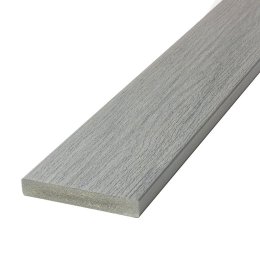 Angled Close-up Vista Solid Deck Board in Silverwood