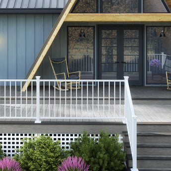 Deckorators Vista Decking in Silverwood with Contemporary Rail and Secondary Handrail in White #color_silverwood
