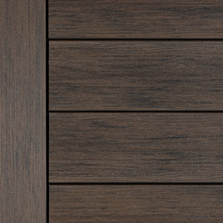 Close-up of Deckorators Vista Deck Boards Installed in Ironwood #color_ironwood