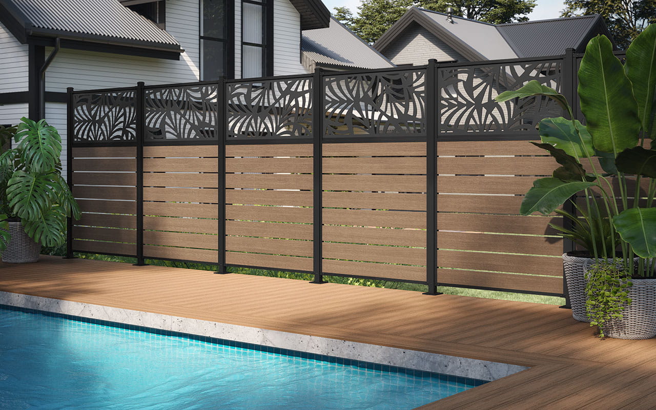Deckorators Privacy Screen in Palm with Brown Composite Privacy  Slats #color_palm