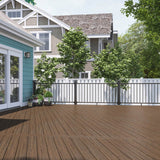 Deckorators for Lowe's Contemporary Composite Rail in White with Tropics Decking in Hana Brown #color_black