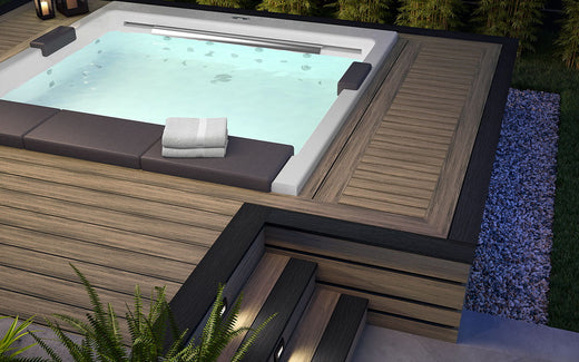 Voyage Varied-plank Decking in Costa with Picture Frame Board in Dark Slate